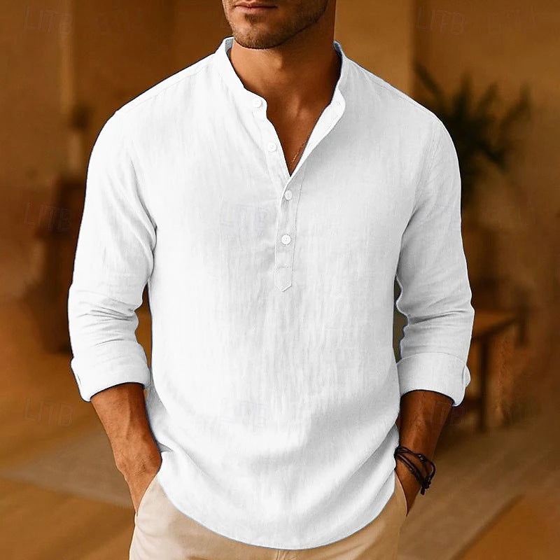 Maglia Henley casual da uomo a maniche lunghe