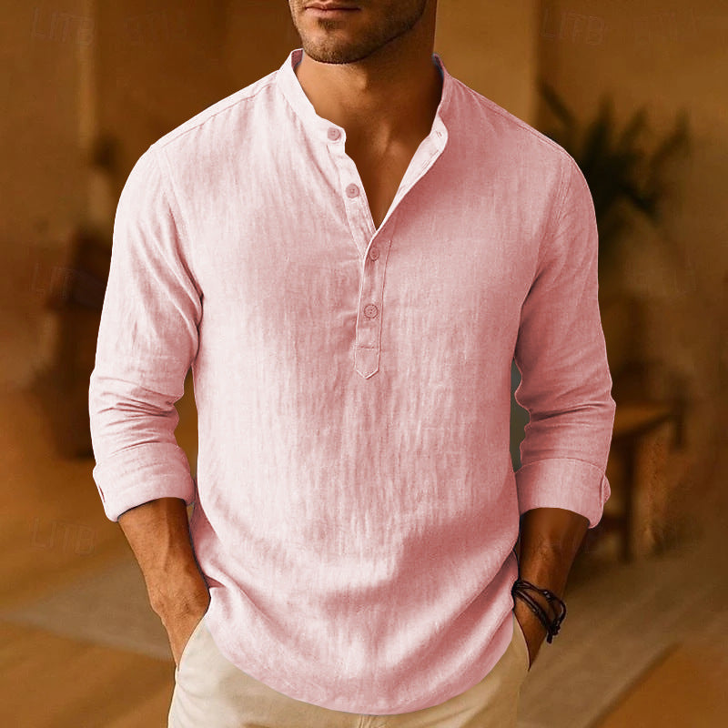 Maglia Henley casual da uomo a maniche lunghe