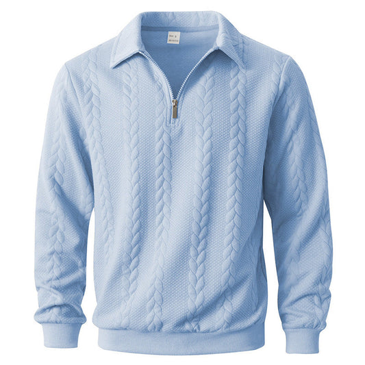 Maglia Polo da Uomo in Maglia a Trecce con Mezza Zip