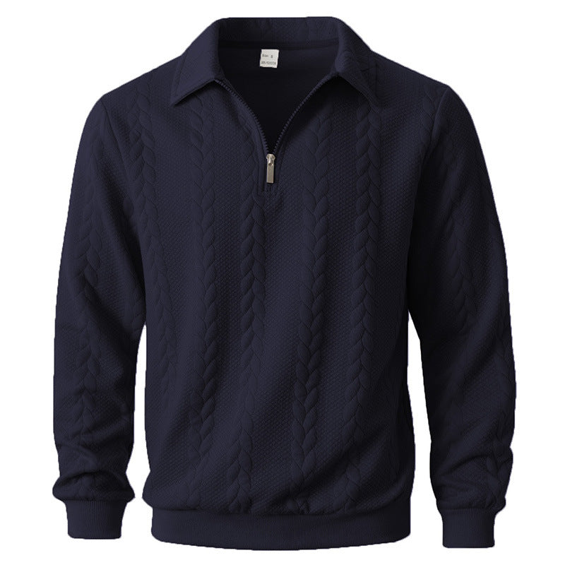 Maglia Polo da Uomo in Maglia a Trecce con Mezza Zip