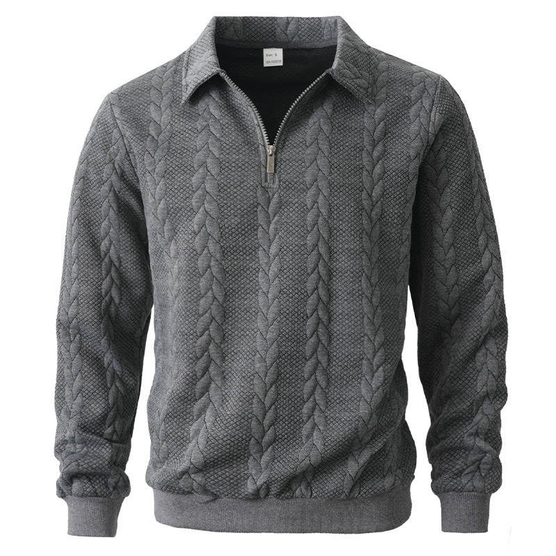Maglia Polo da Uomo in Maglia a Trecce con Mezza Zip
