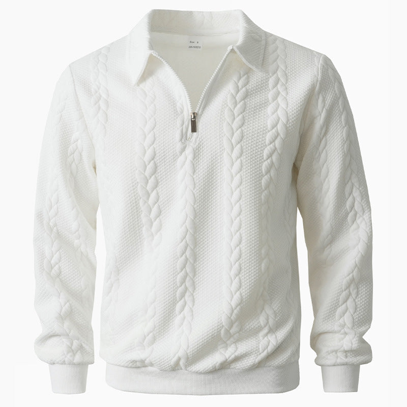 Maglia Polo da Uomo in Maglia a Trecce con Mezza Zip