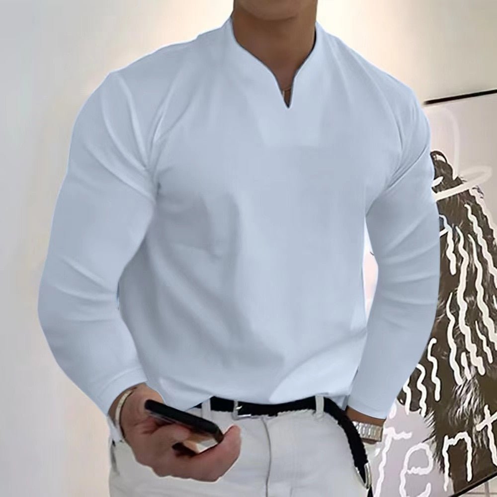 Maglia sportiva a maniche lunghe con scollo a V