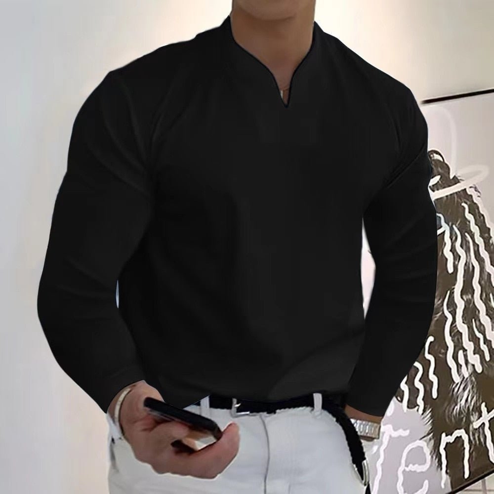 Maglia sportiva a maniche lunghe con scollo a V