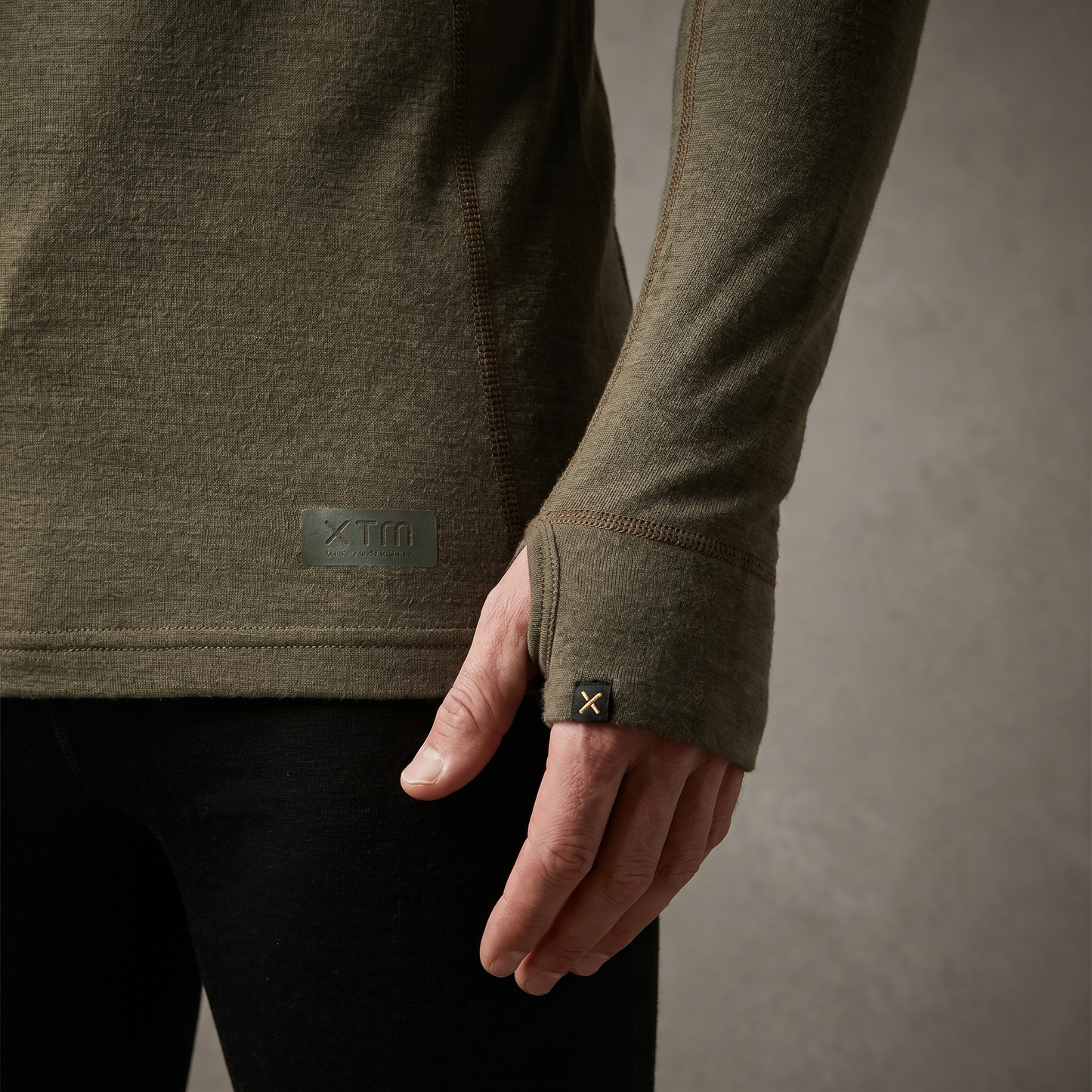 Maglia termica da uomo a maniche lunghe in lana merino | Primo strato traspirante | Girocollo