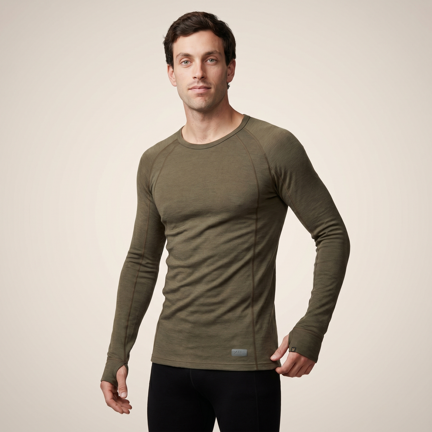 Maglia termica da uomo a maniche lunghe in lana merino | Primo strato traspirante | Girocollo