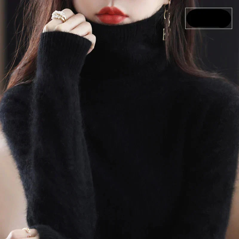Maglione a Collo Alto da Donna in Maglia di Puro Cashmere 100% per il Freddo