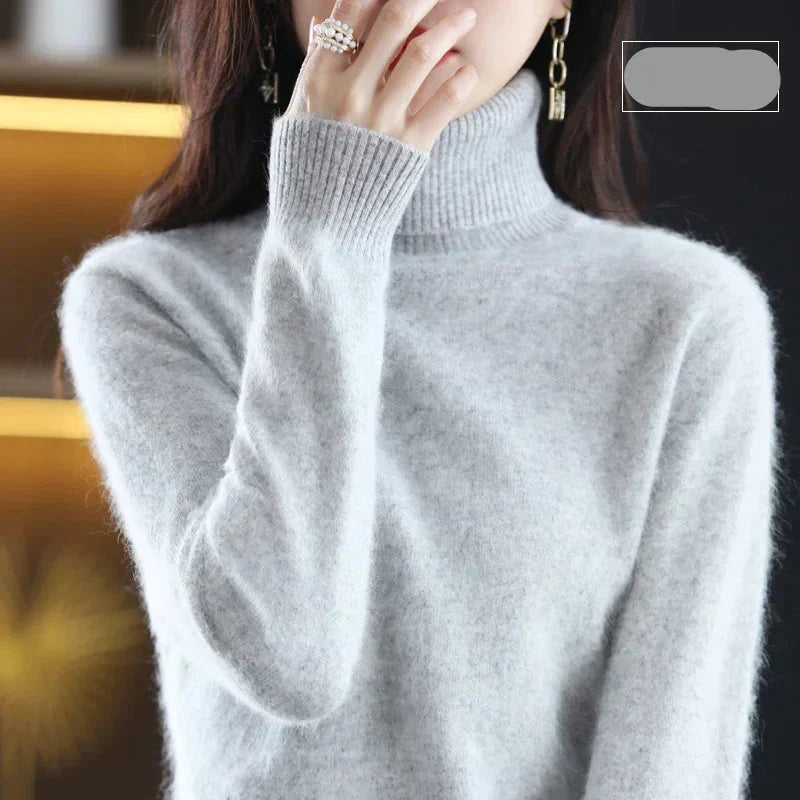 Maglione a Collo Alto da Donna in Maglia di Puro Cashmere 100% per il Freddo