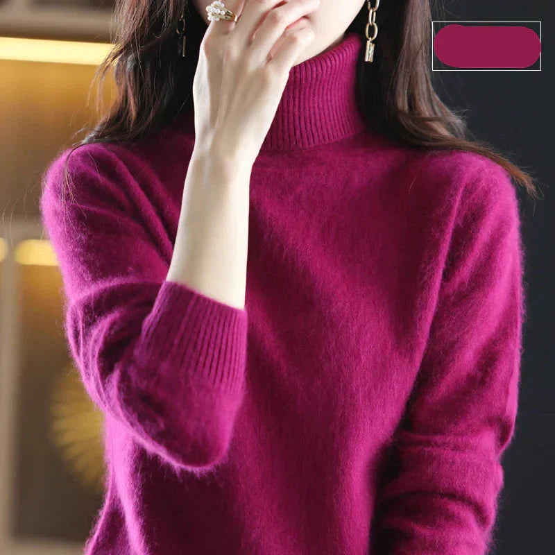 Maglione a Collo Alto da Donna in Maglia di Puro Cashmere 100% per il Freddo