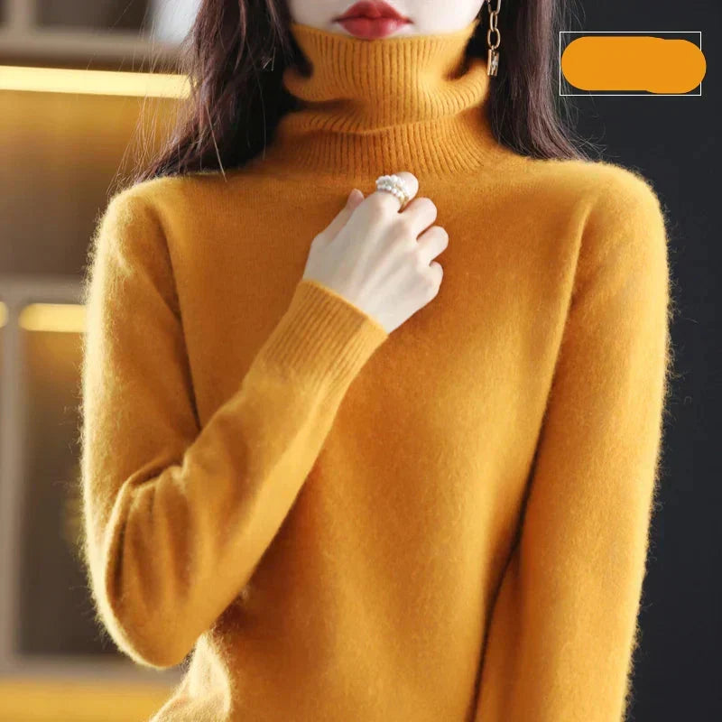 Maglione a Collo Alto da Donna in Maglia di Puro Cashmere 100% per il Freddo