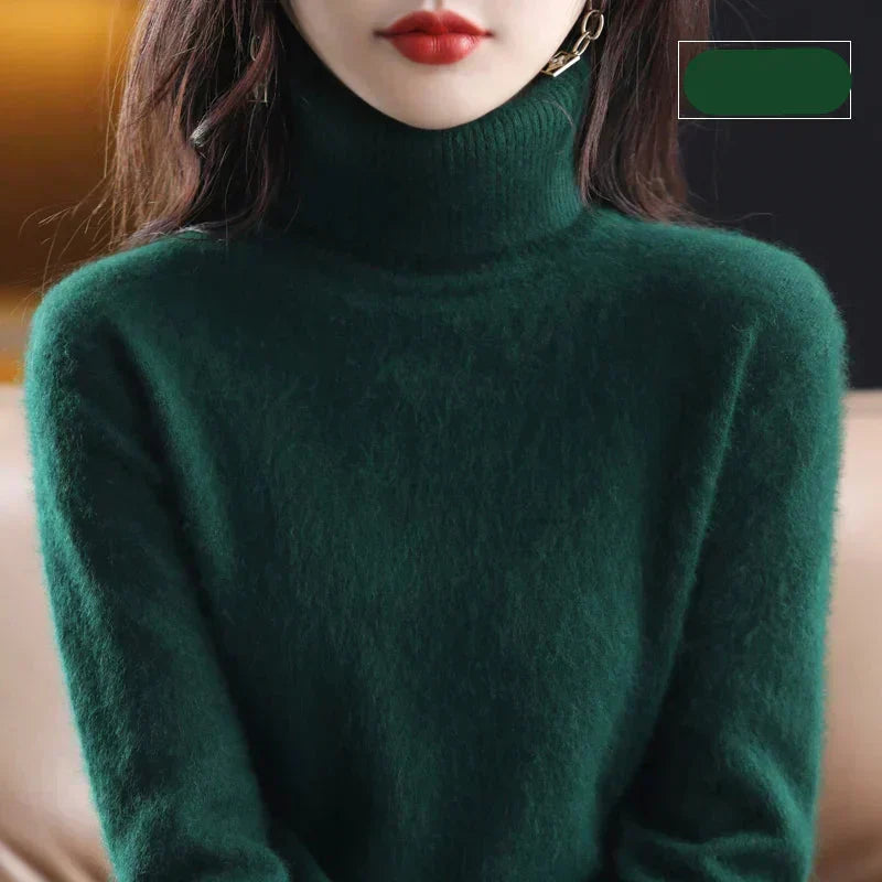 Maglione a Collo Alto da Donna in Maglia di Puro Cashmere 100% per il Freddo