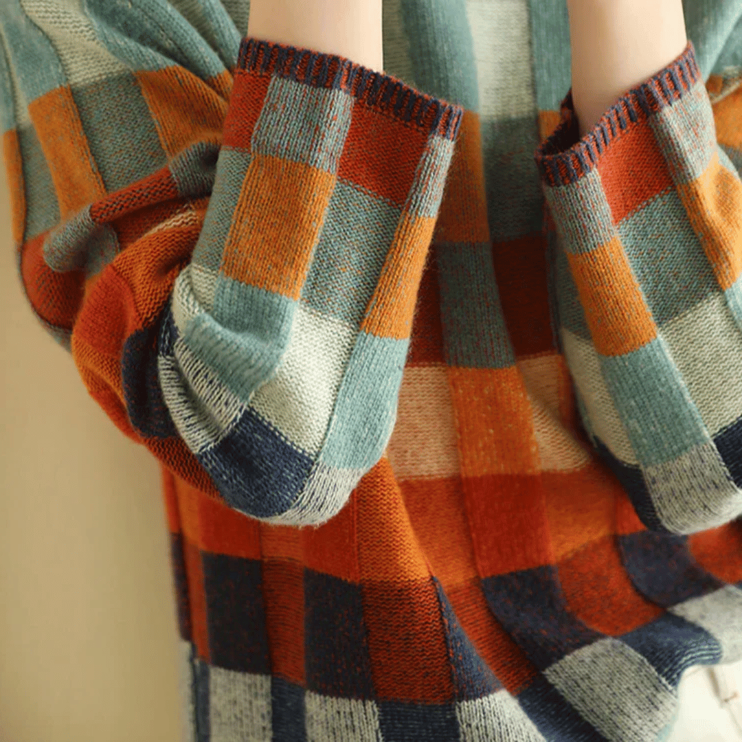 Maglione a collo alto in morbido cashmere | Elegante design patchwork