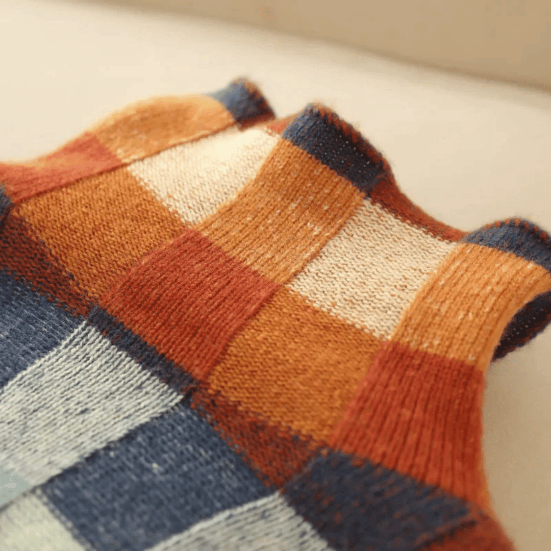 Maglione a collo alto in morbido cashmere | Elegante design patchwork
