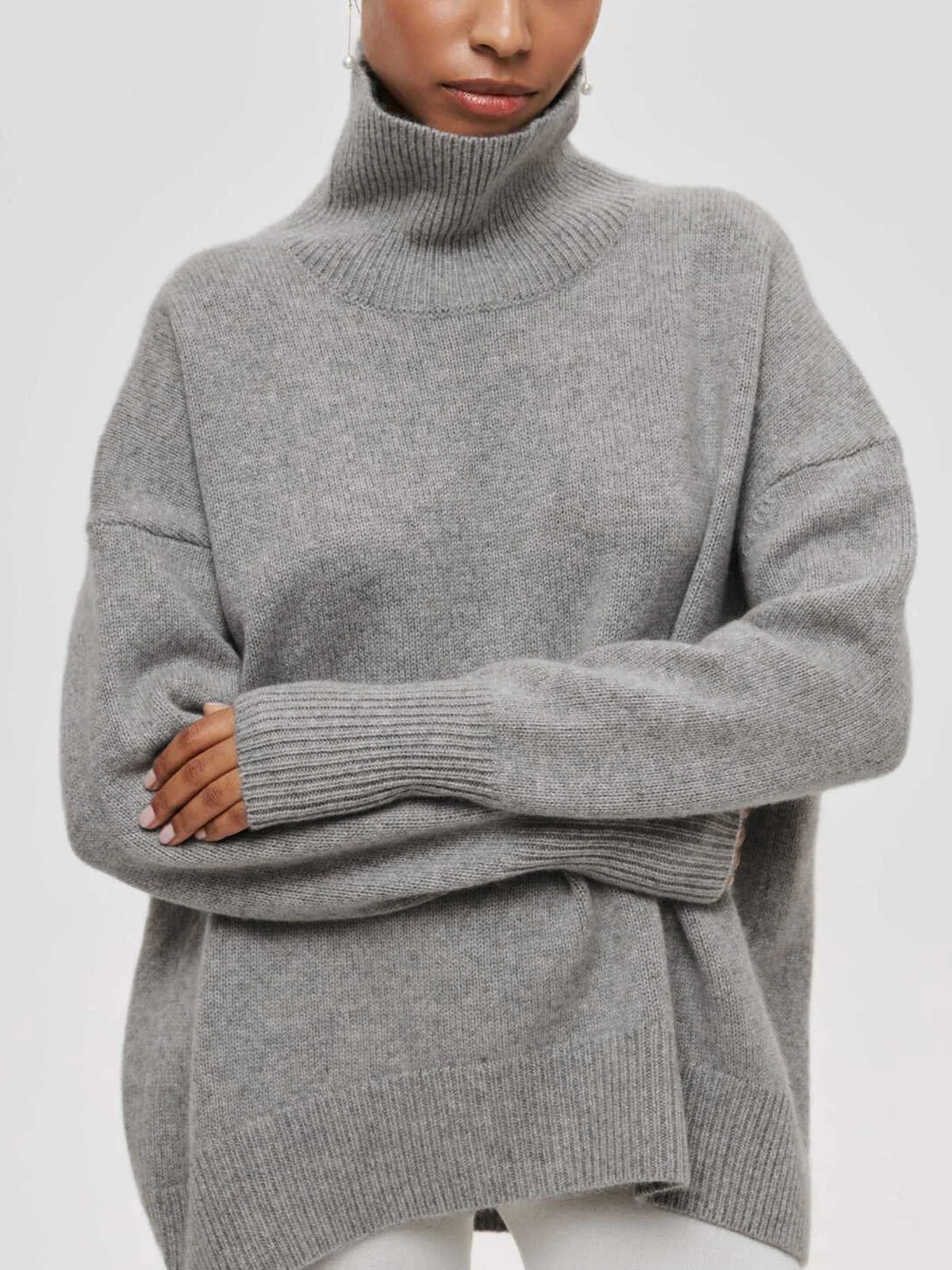 Maglione a Collo Alto Oversize da Donna in Maglia
