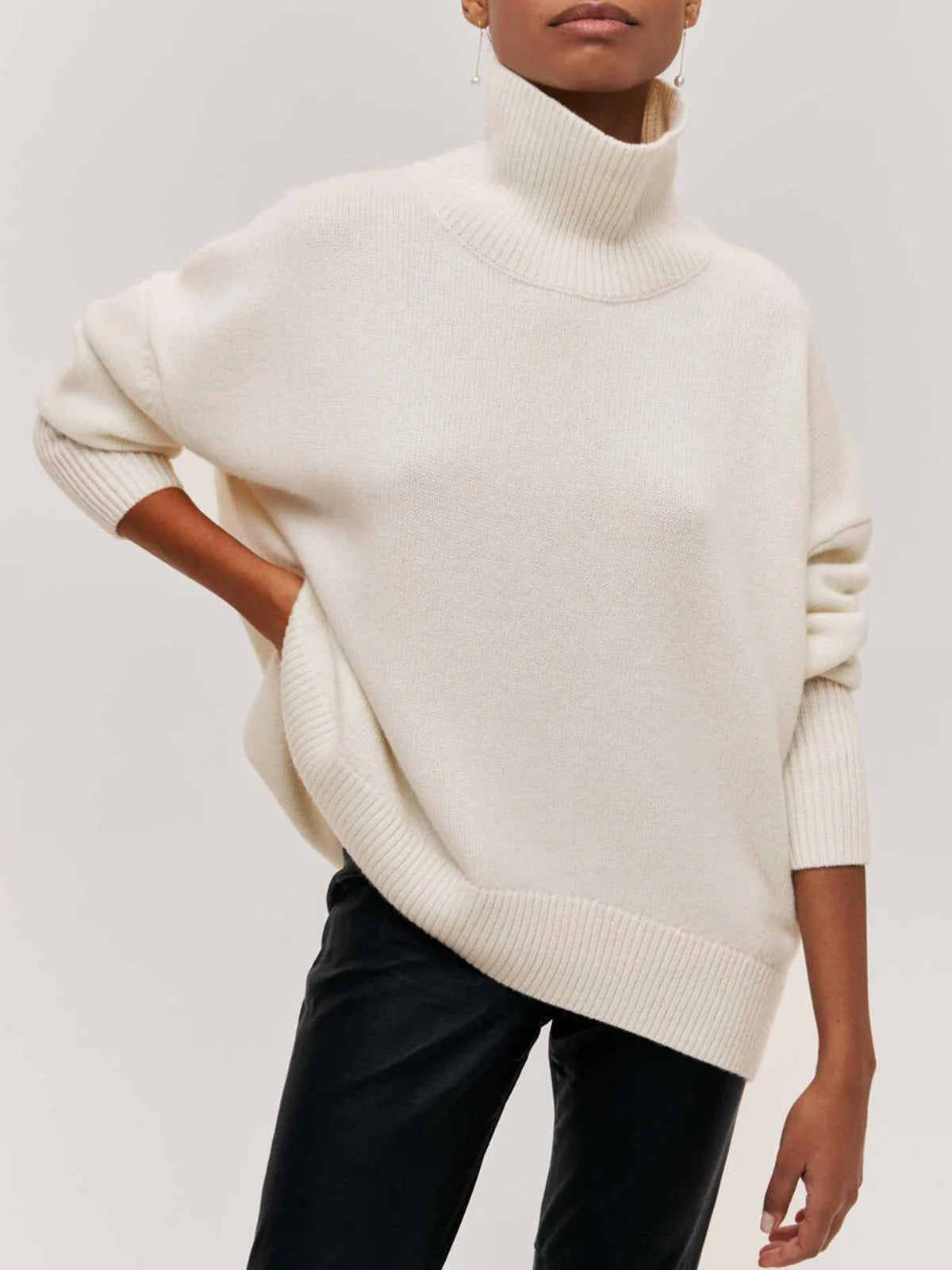 Maglione a Collo Alto Oversize da Donna in Maglia