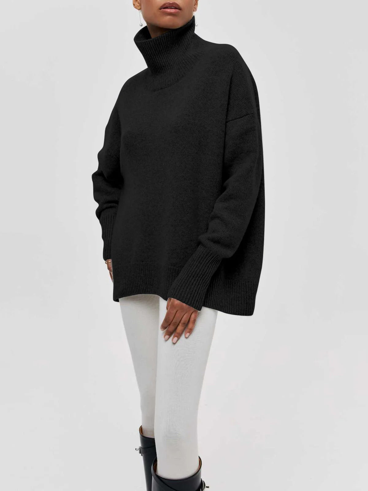 Maglione a Collo Alto Oversize da Donna in Maglia