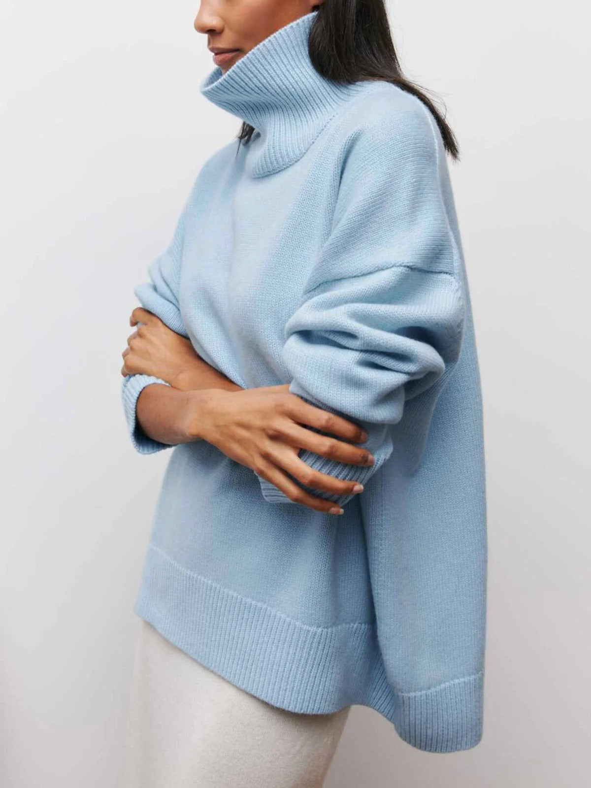 Maglione a Collo Alto Oversize da Donna in Maglia