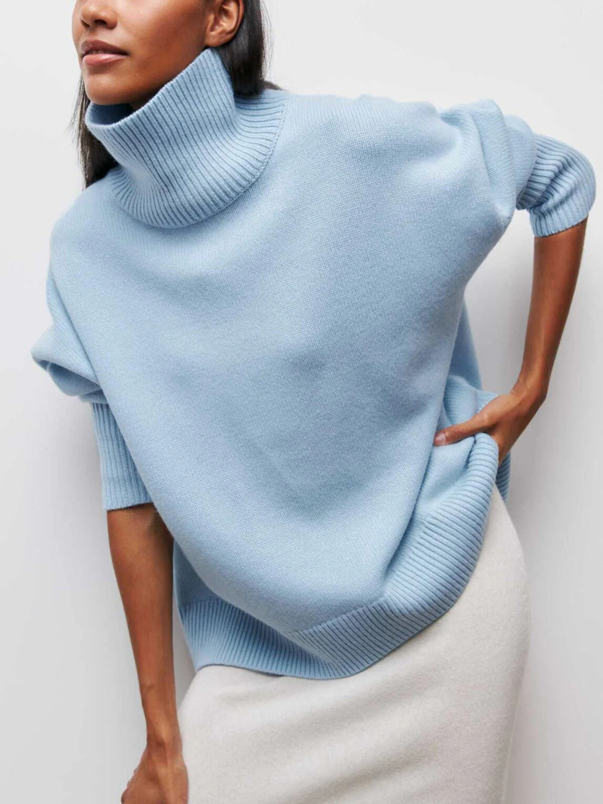 Maglione a Collo Alto Oversize da Donna in Maglia