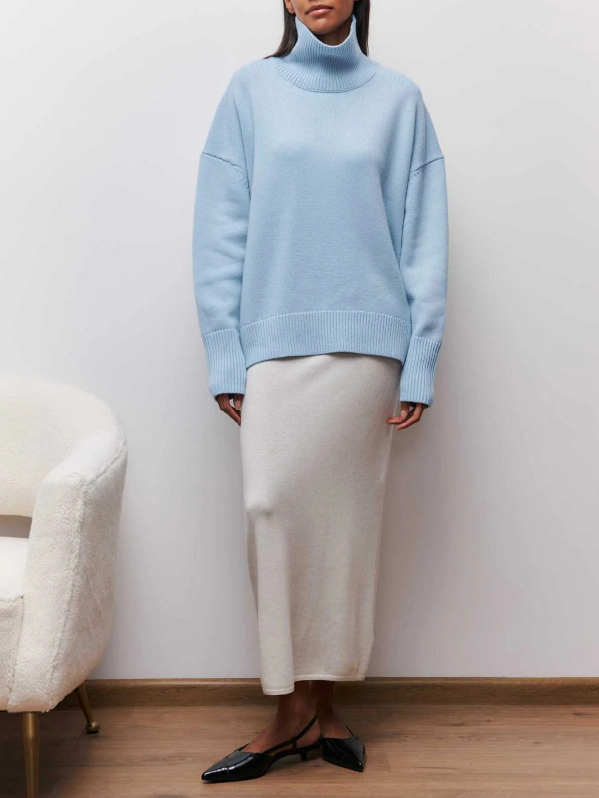 Maglione a Collo Alto Oversize da Donna in Maglia