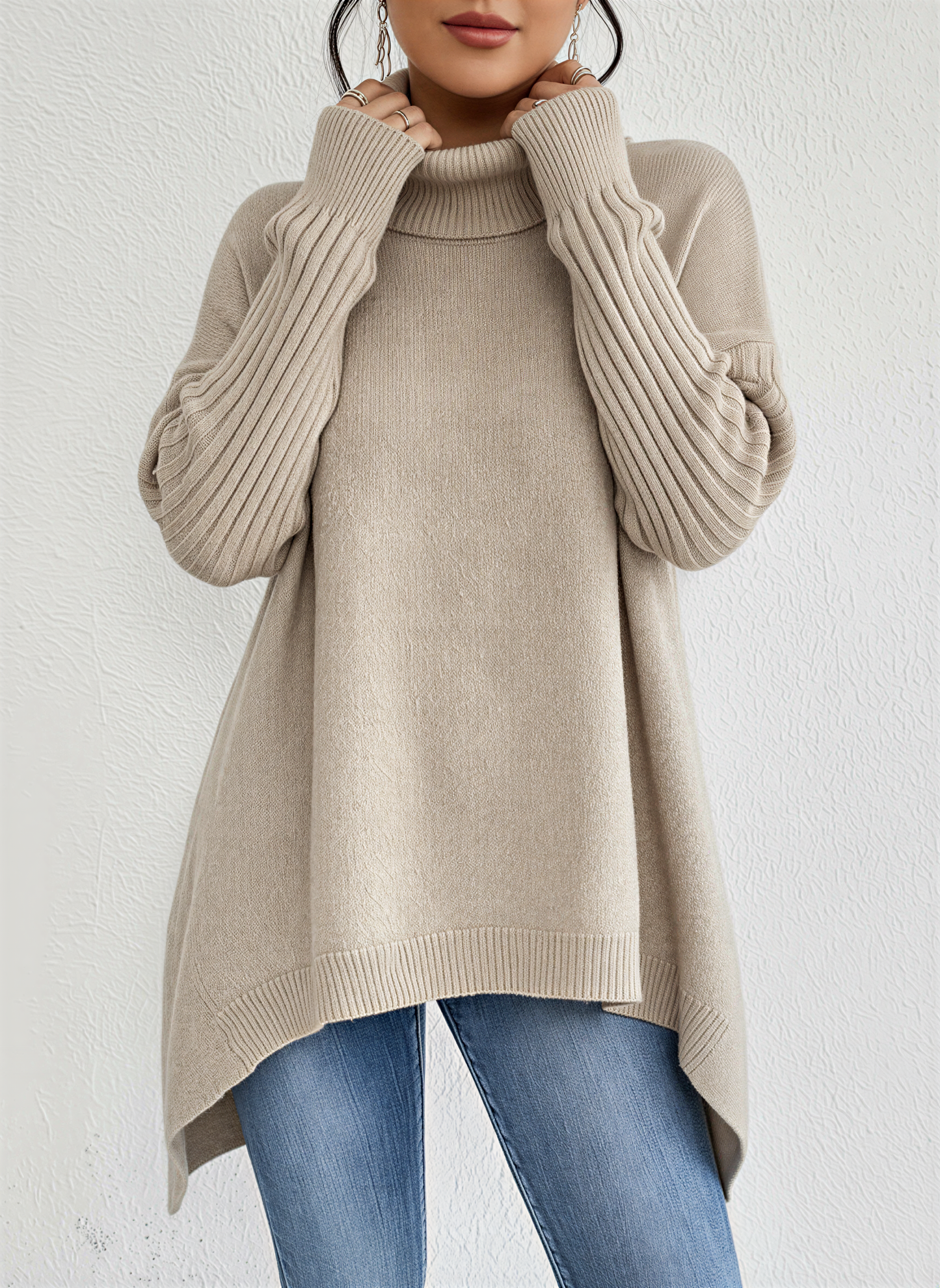 Maglione a collo alto oversized da donna
