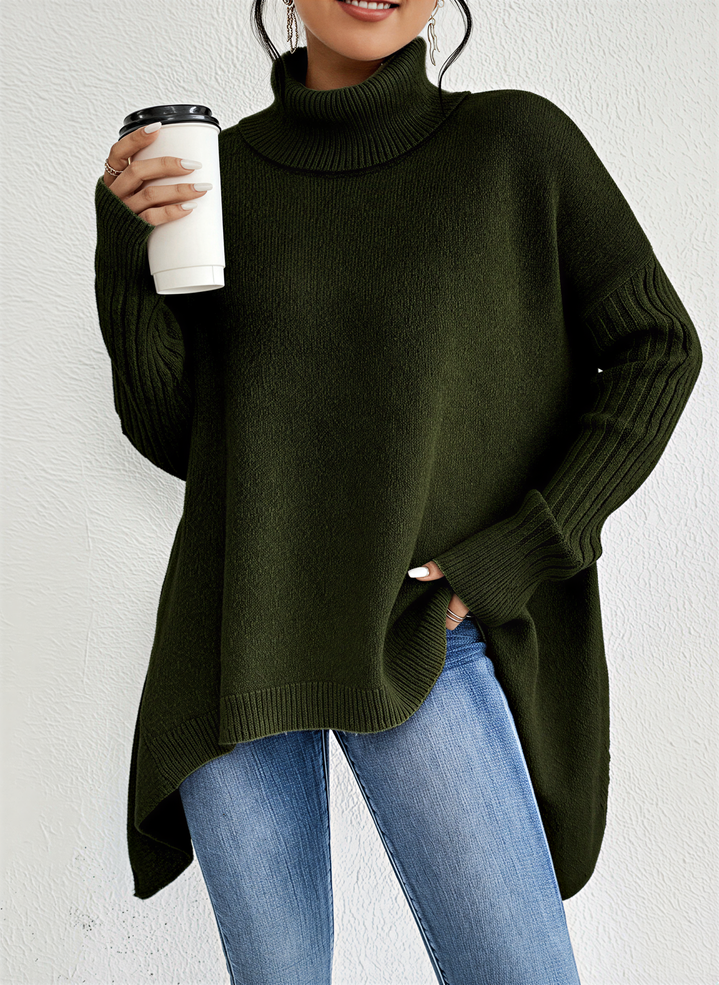 Maglione a collo alto oversized da donna