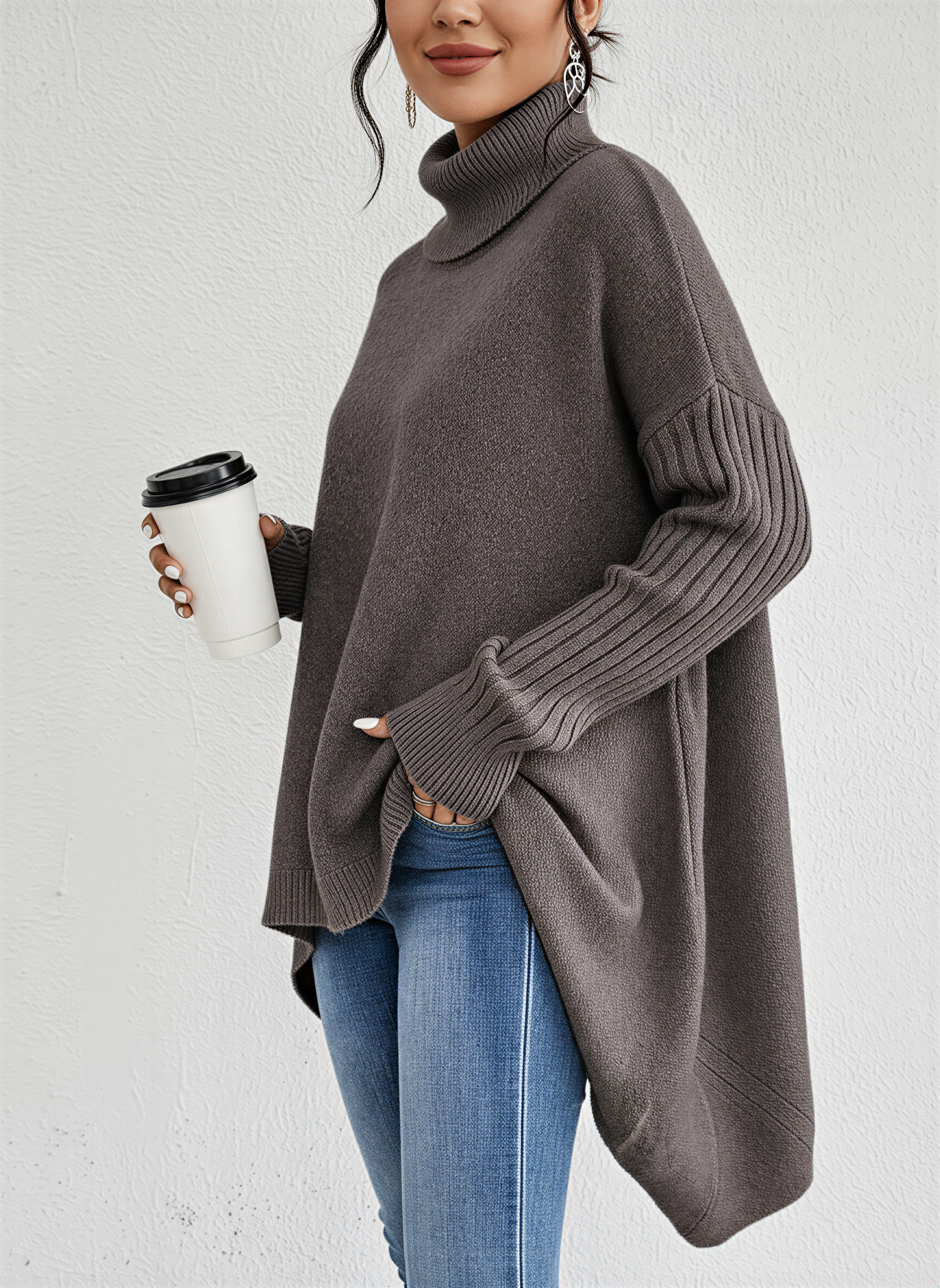 Maglione a collo alto oversized da donna