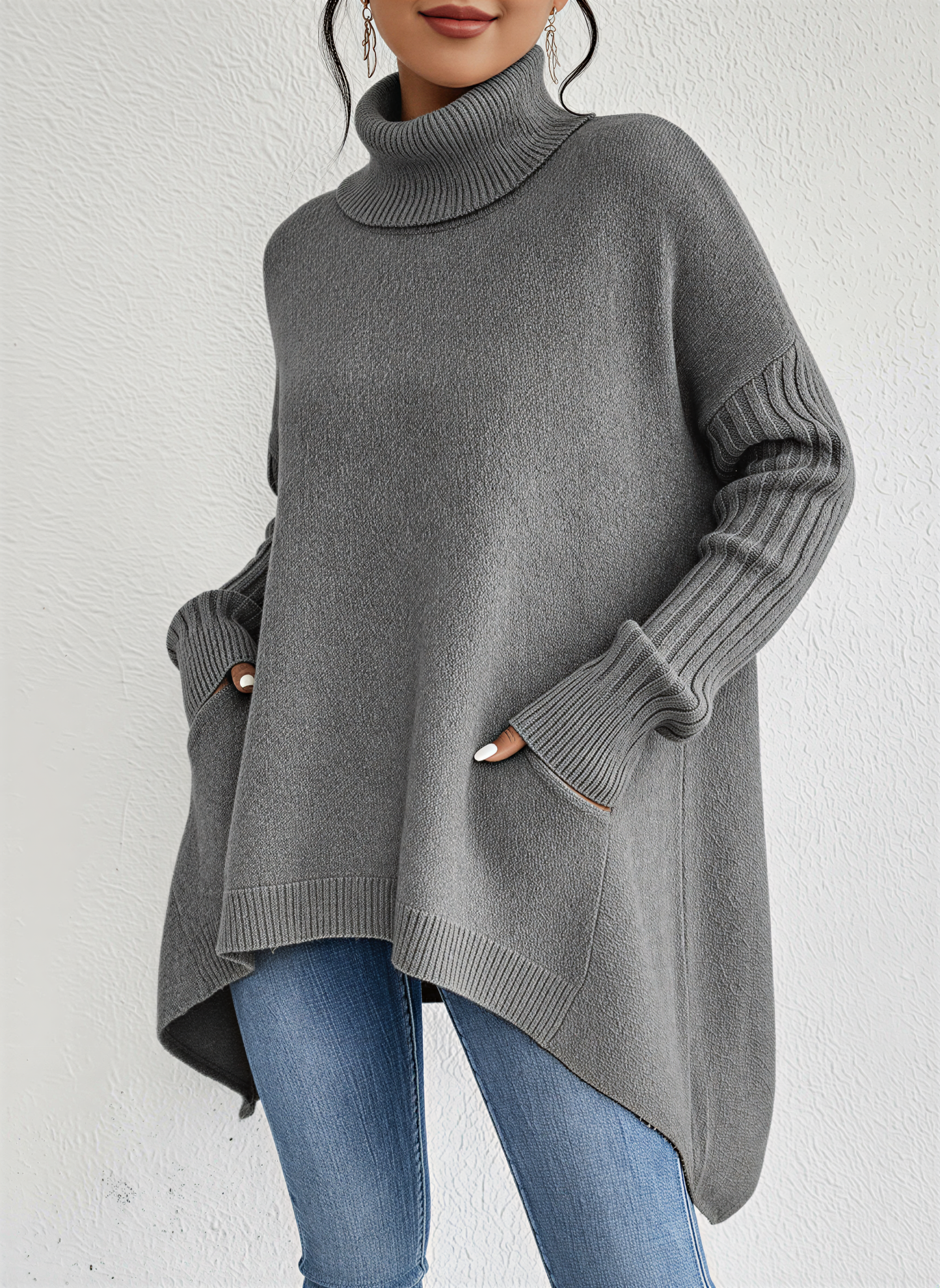 Maglione a collo alto oversized da donna