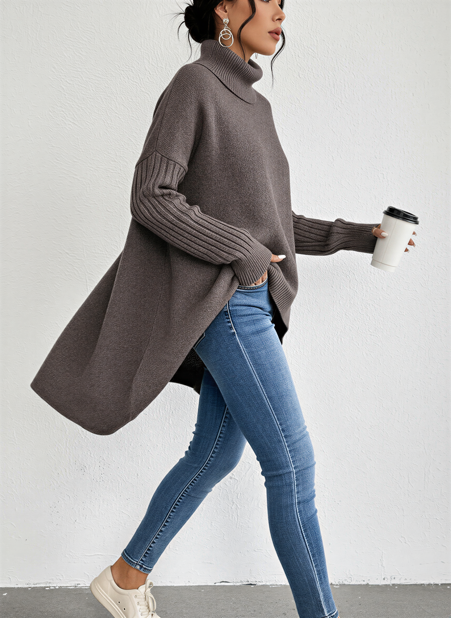 Maglione a collo alto oversized da donna