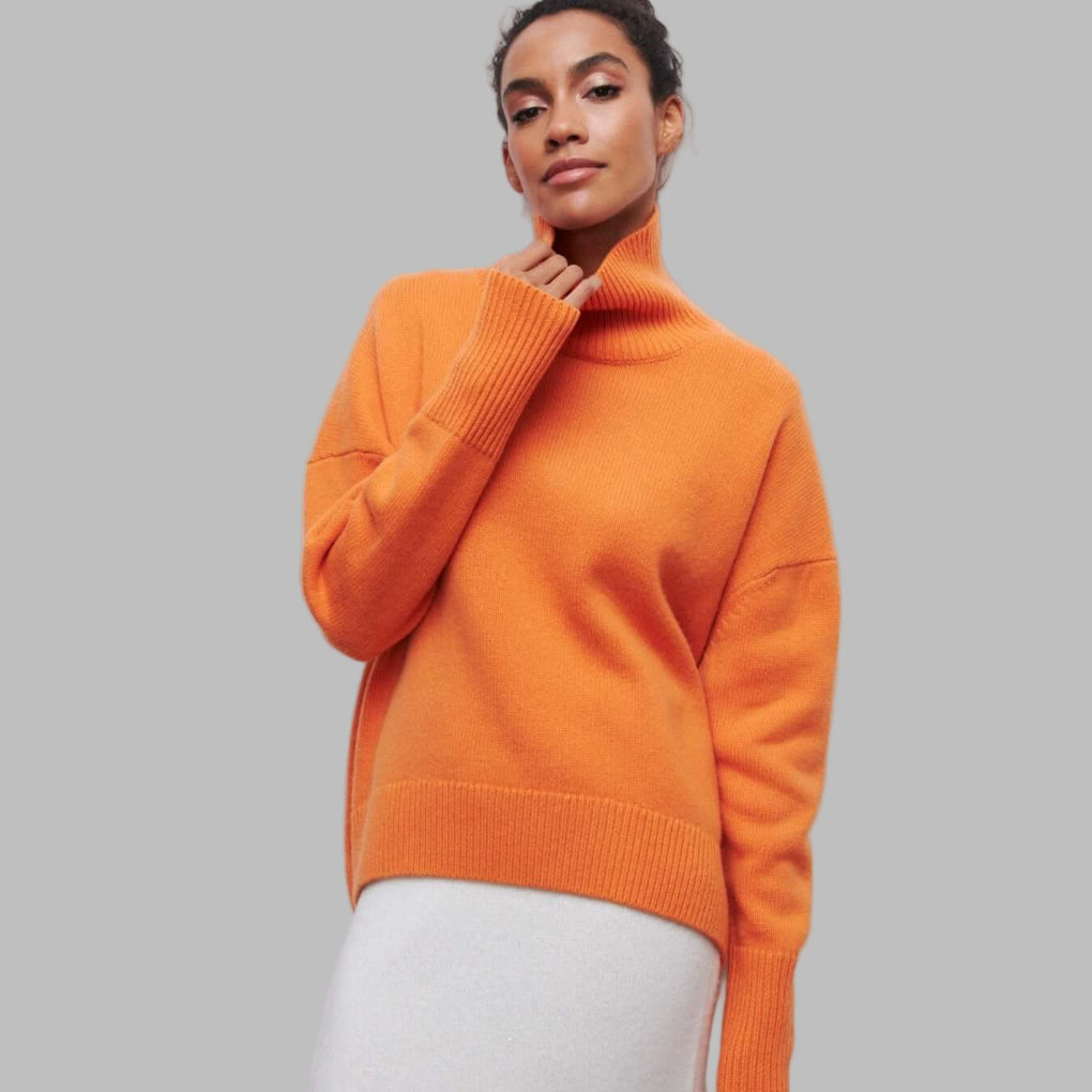 Maglione a Collo Alto Oversized in Maglia da Donna