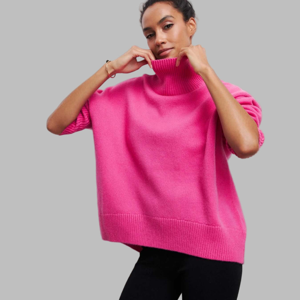 Maglione a Collo Alto Oversized in Maglia da Donna
