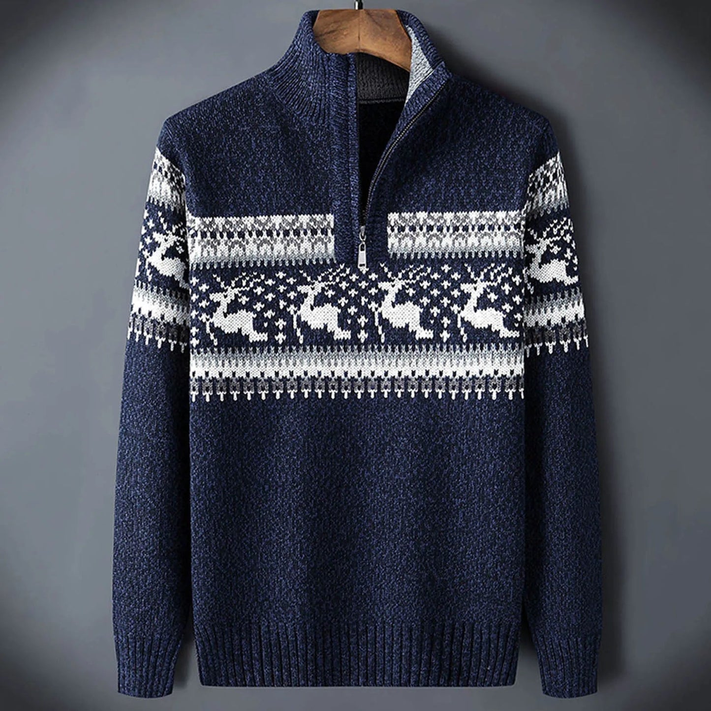 Maglione a Mezza Zip con Motivo Fair Isle