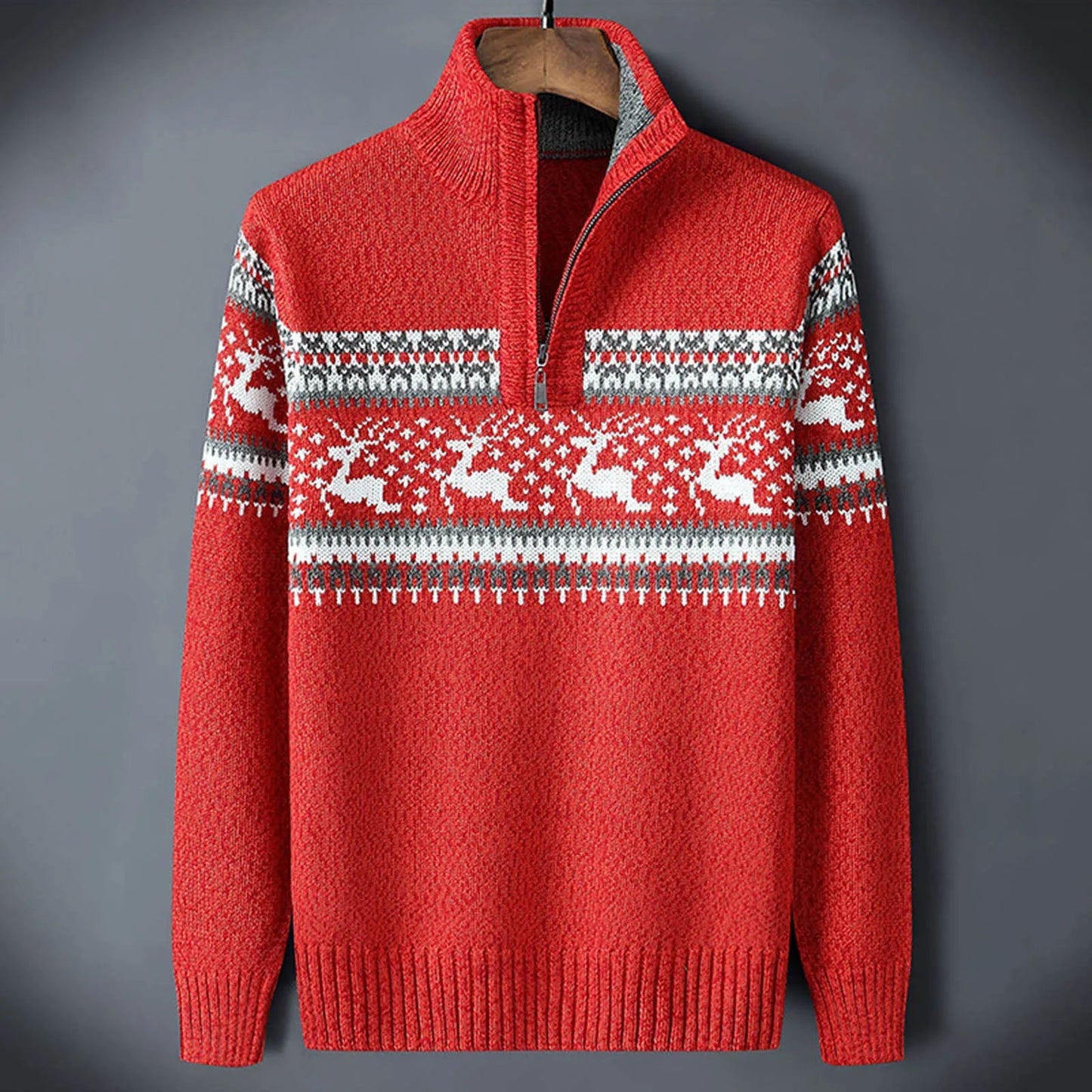 Maglione a Mezza Zip con Motivo Fair Isle
