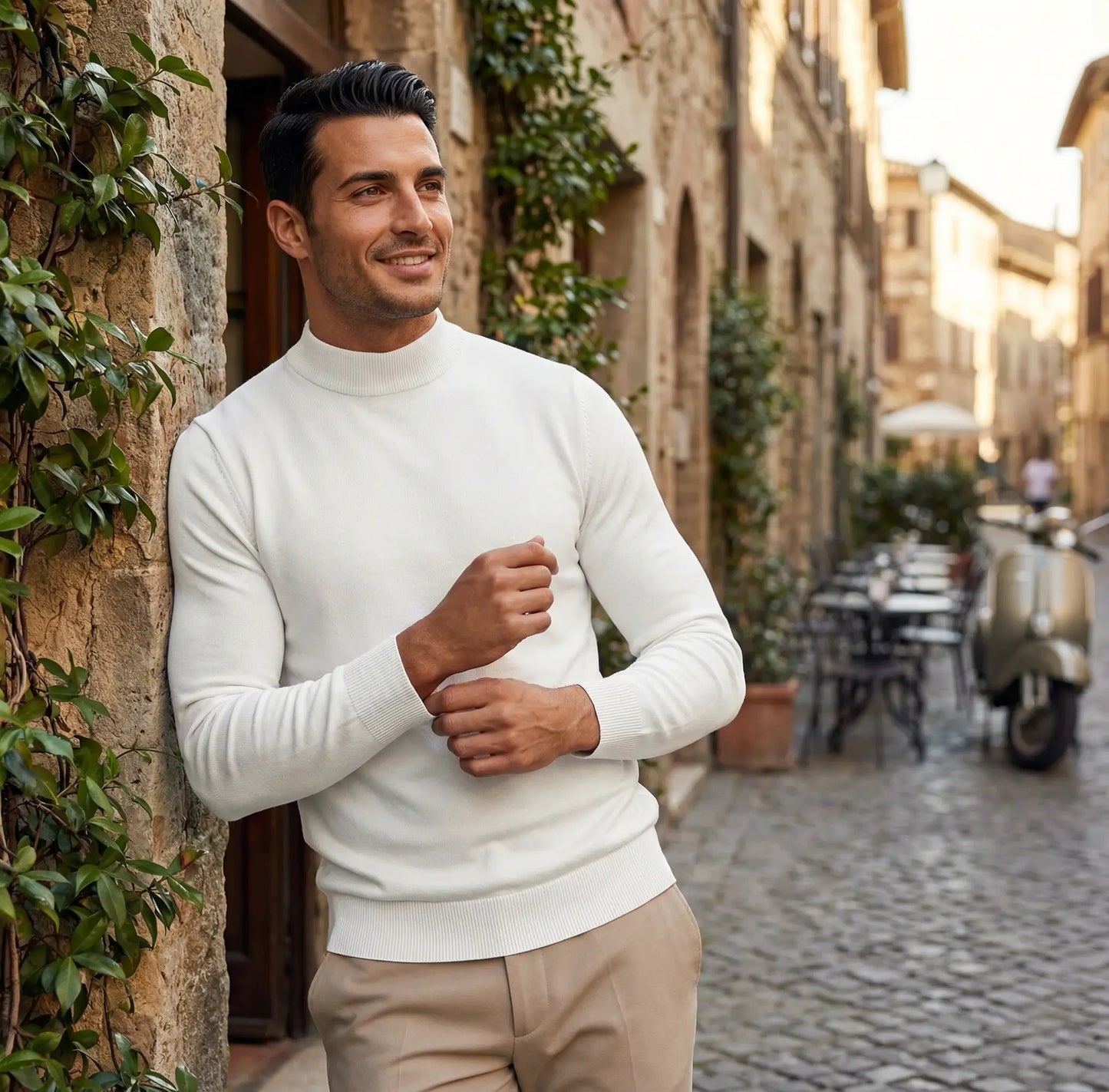 Maglione da uomo a collo alto slim fit