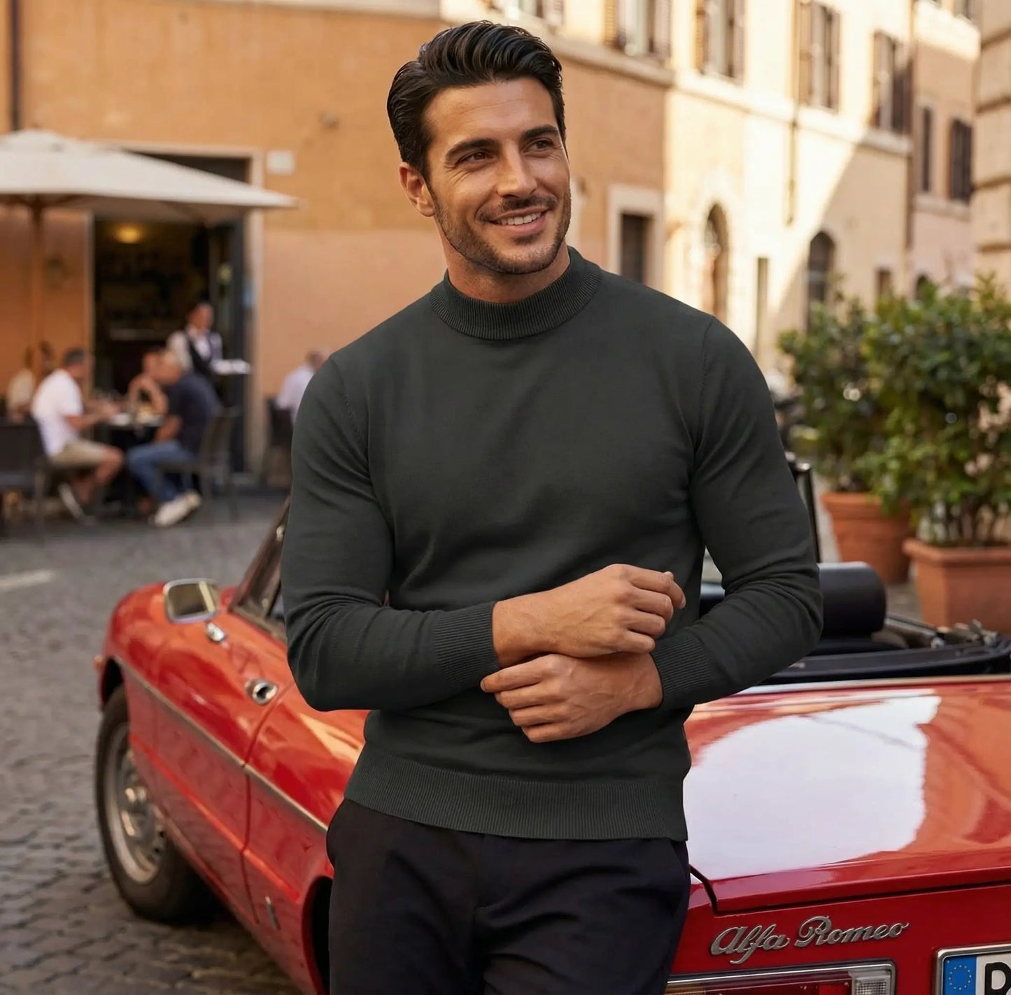 Maglione da uomo a collo alto slim fit
