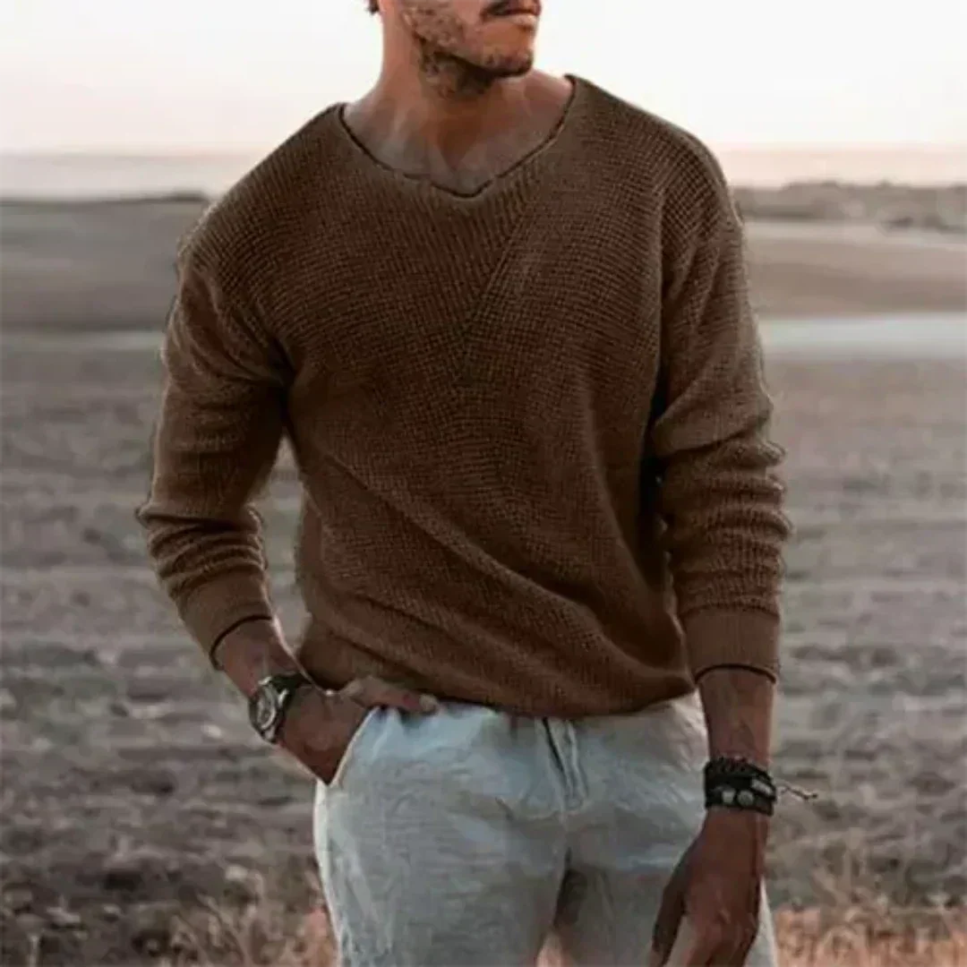Maglione da uomo caldo in maglia a maniche lunghe per il comfort invernale