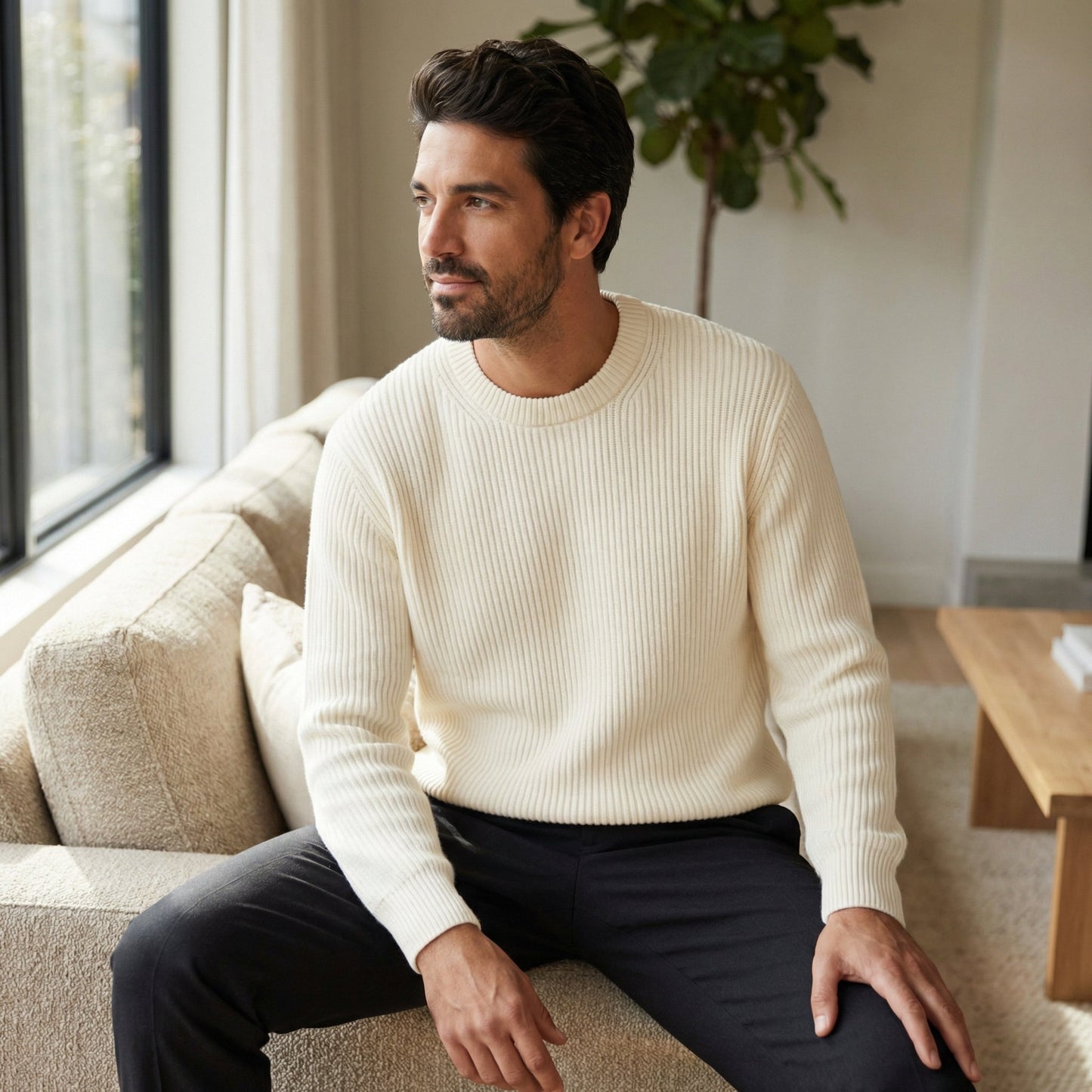 Maglione da uomo in maglia a coste