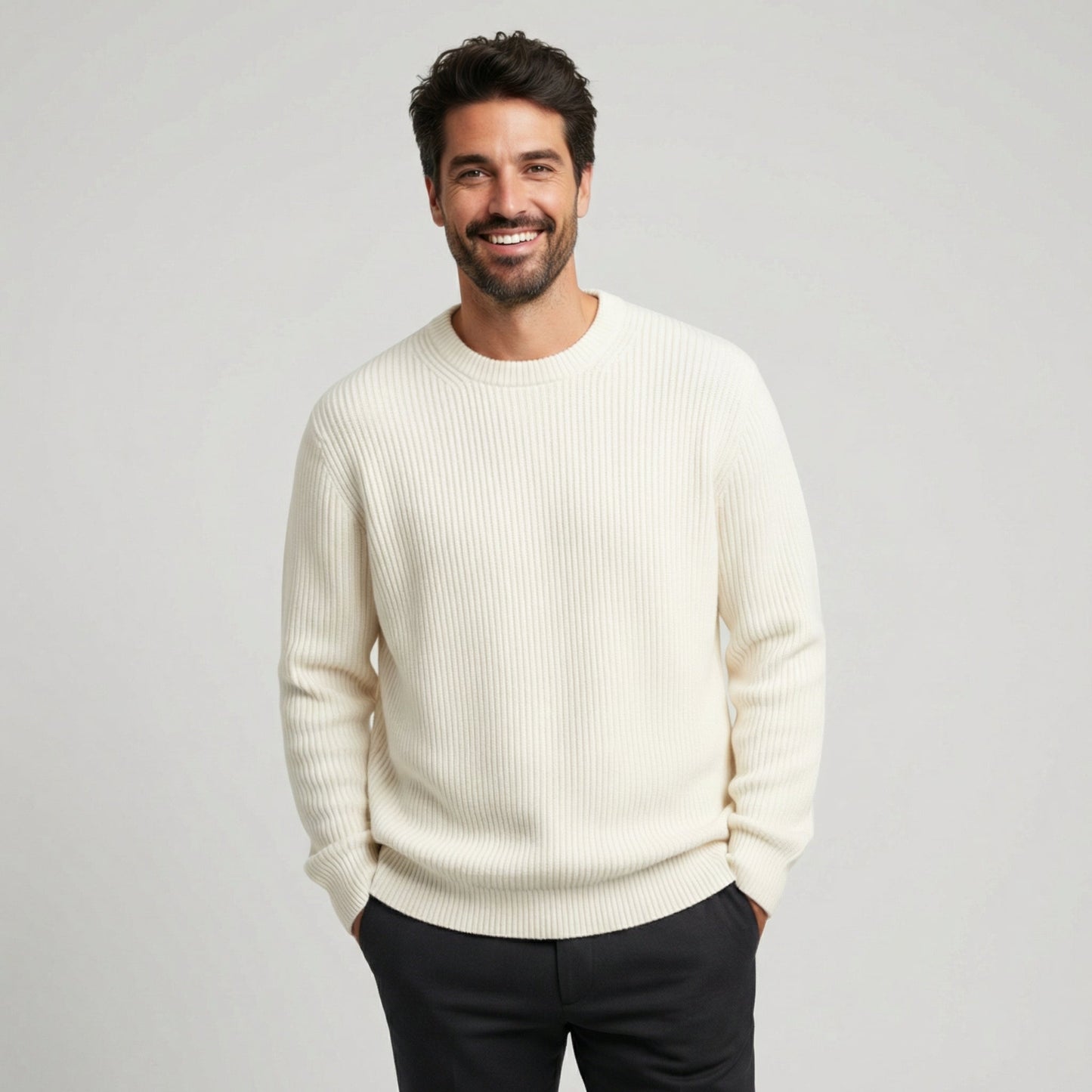 Maglione da uomo in maglia a coste