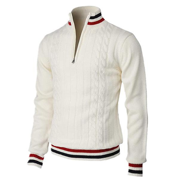 Maglione da Uomo in Maglia a Trecce con Zip Corta