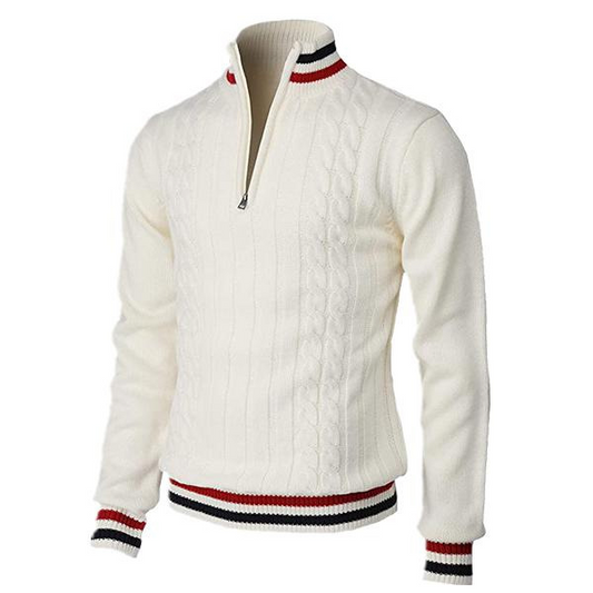 Maglione da Uomo in Maglia a Trecce con Zip Corta