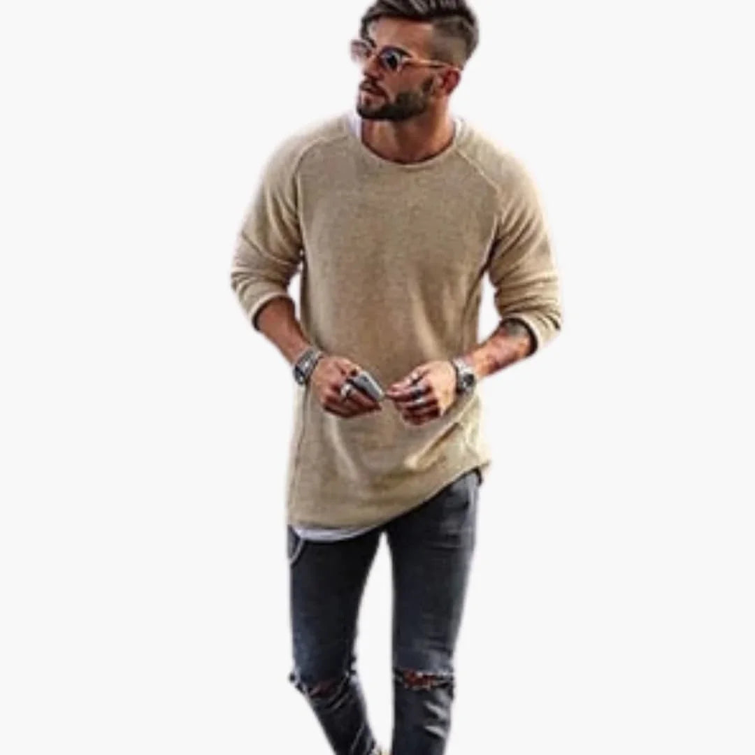 Maglione da uomo in maglia con girocollo e bordi a coste
