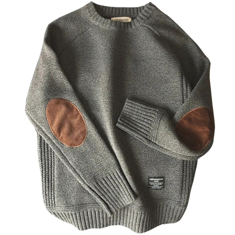 Maglione da uomo in maglia oversized con toppe sui gomiti