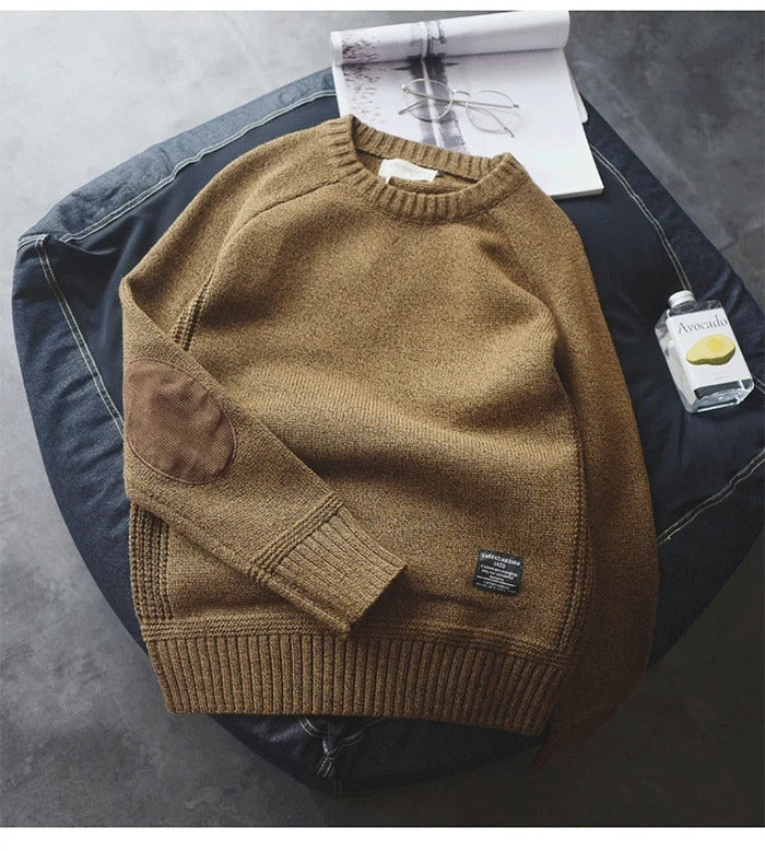 Maglione da uomo in maglia oversized con toppe sui gomiti