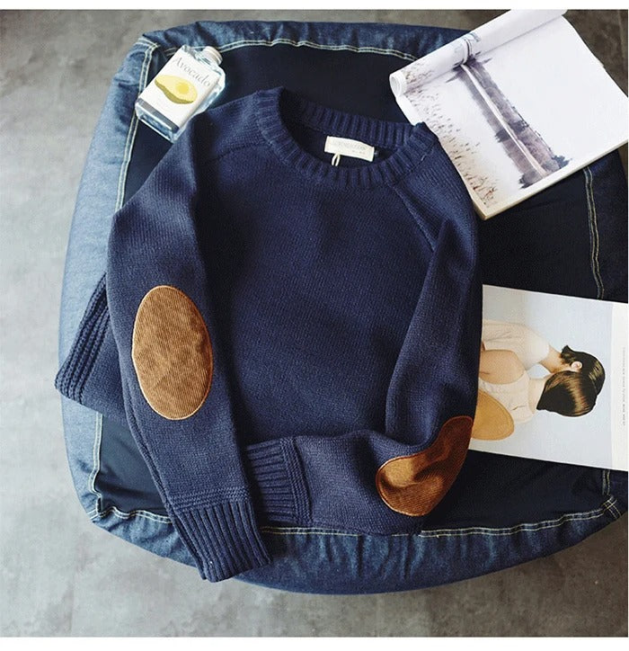 Maglione da uomo in maglia oversized con toppe sui gomiti
