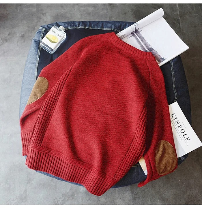 Maglione da uomo in maglia oversized con toppe sui gomiti