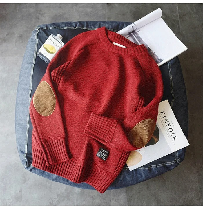 Maglione da uomo in maglia oversized con toppe sui gomiti