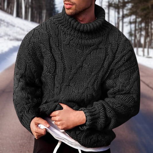 Maglione dolcevita da uomo lavorato a maglia a trecce