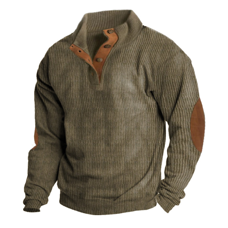 Maglione in Maglia da Uomo con Bottoni sul Petto