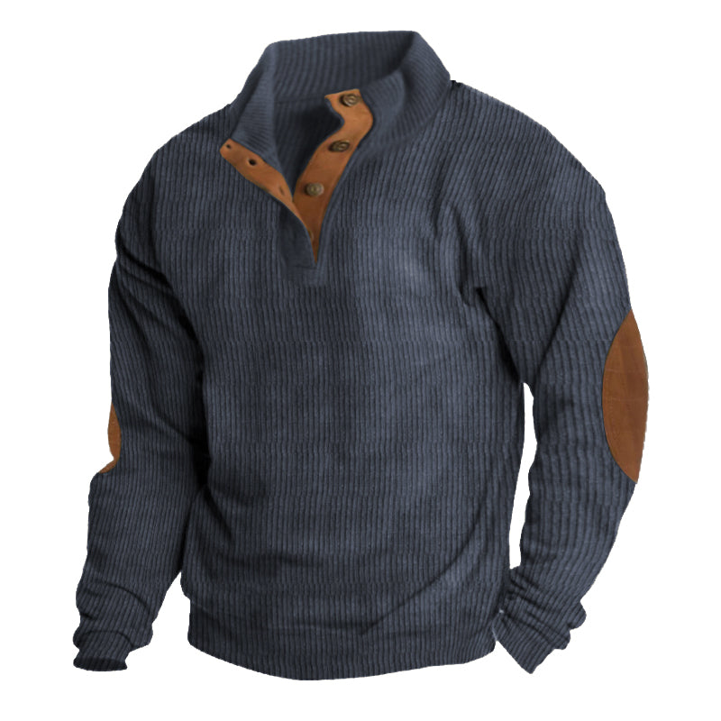 Maglione in Maglia da Uomo con Bottoni sul Petto