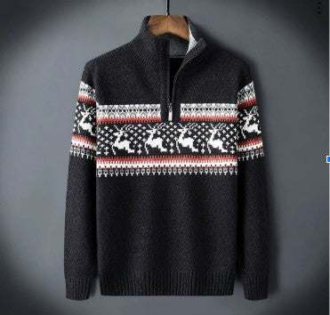 Maglione in maglia da uomo con mezza zip