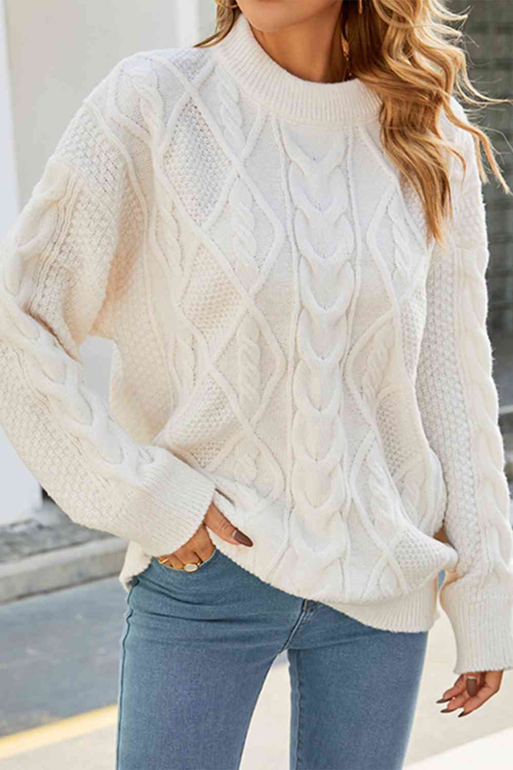 Maglione oversized da donna a trecce